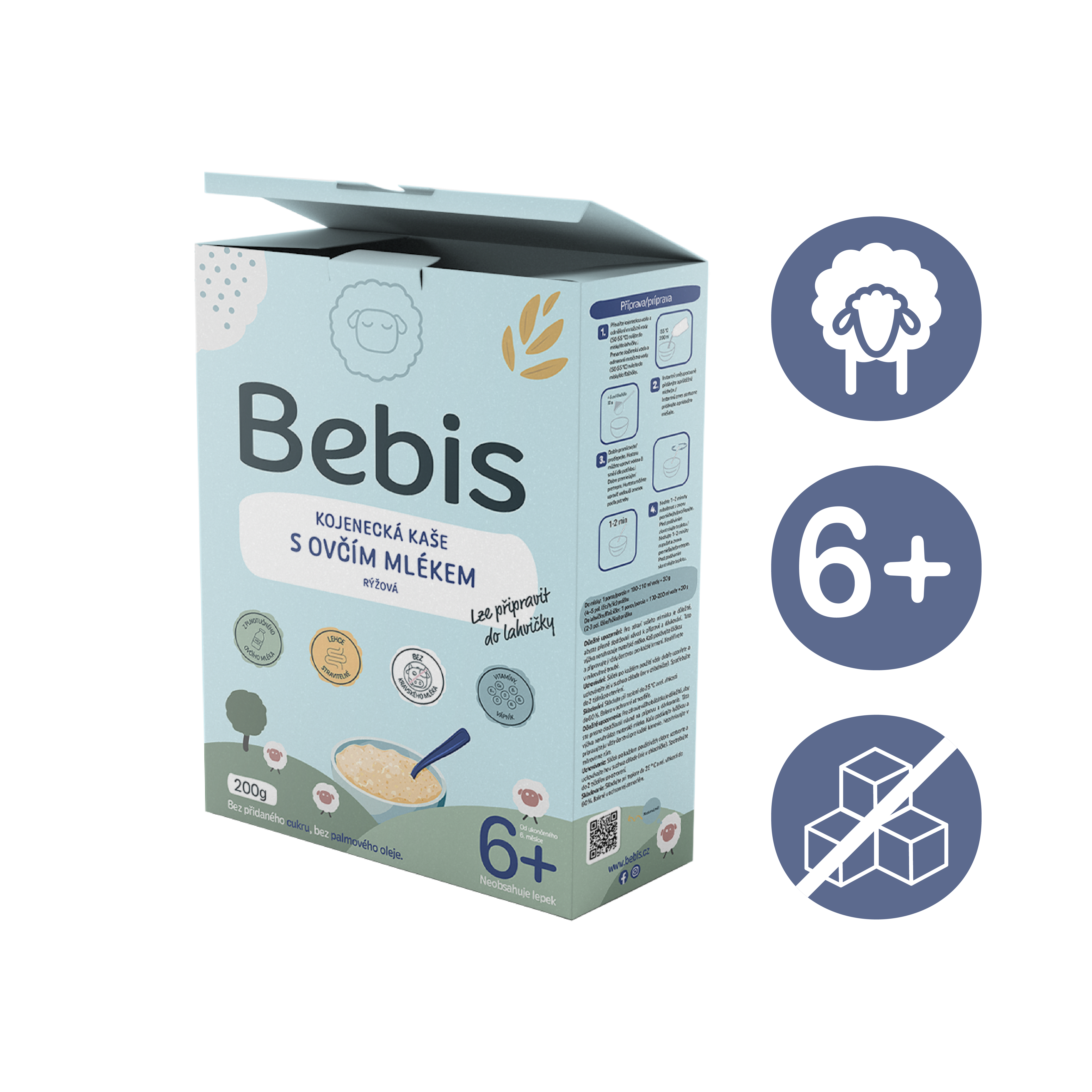 Bebis Kojenecká kaše s ovčím mlékem – Rýžová, 200 g, sleva 10 %