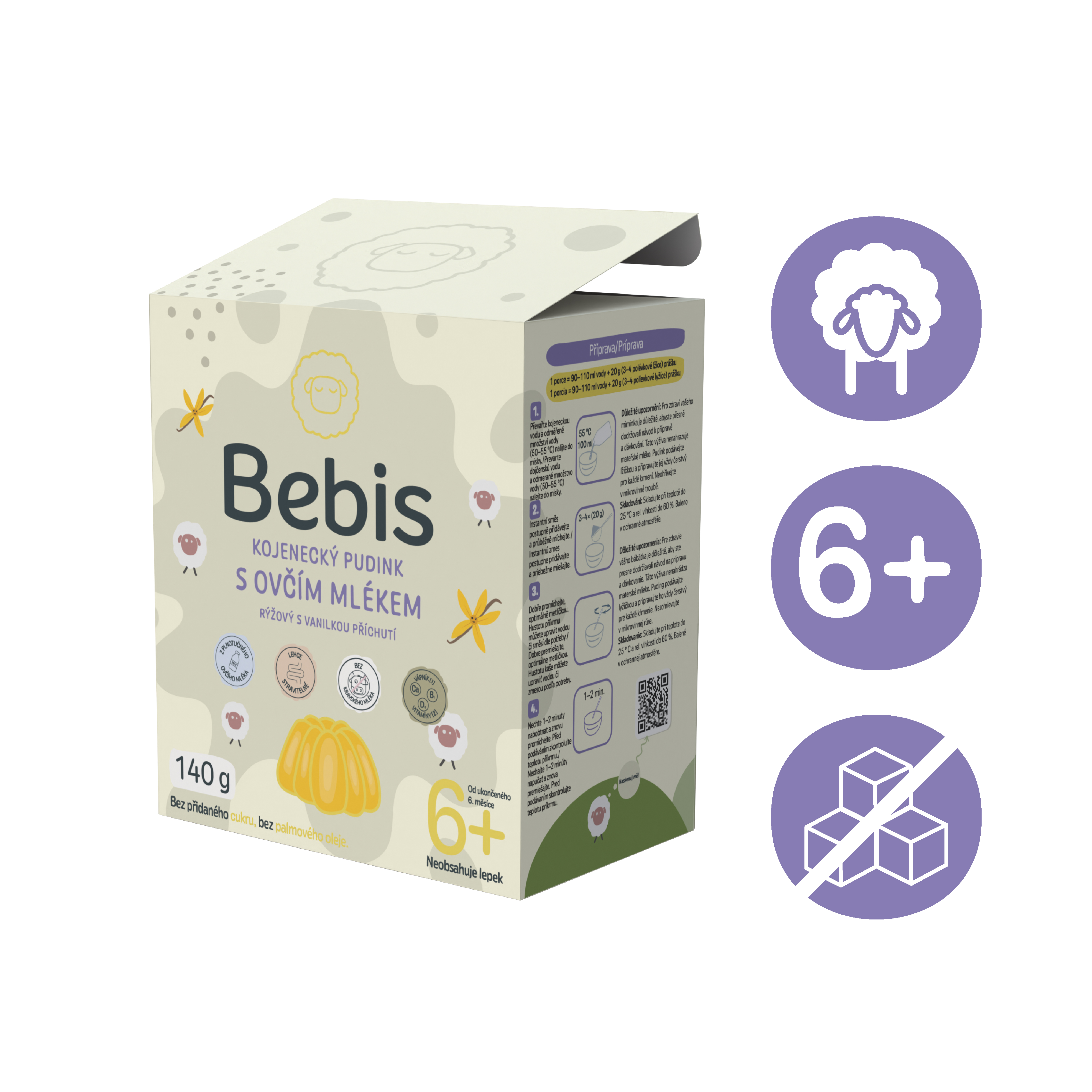 Bebis Kojenecký pudink s ovčím mlékem – s vanilkovou příchutí, 140 g