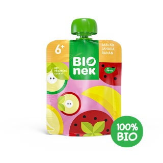 BIOnek Ovocná kapsička jablko, jahoda a banán
